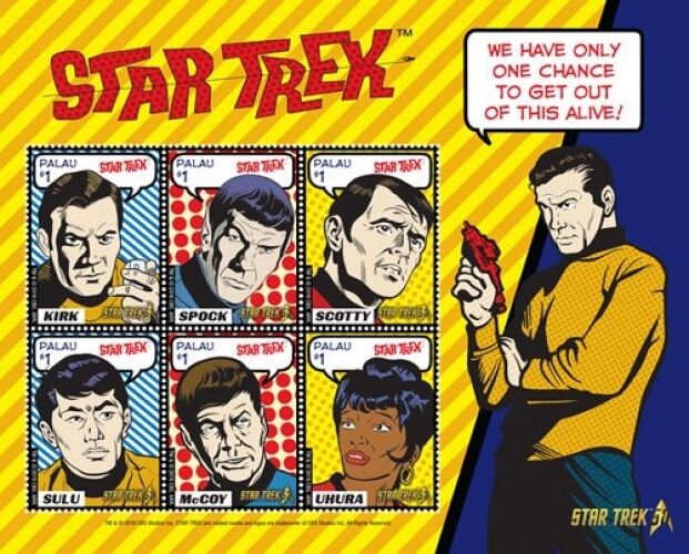 Palau - 2016 - Star Trek 50th Anniversary - Sheet of Six - MNH Без бренда
