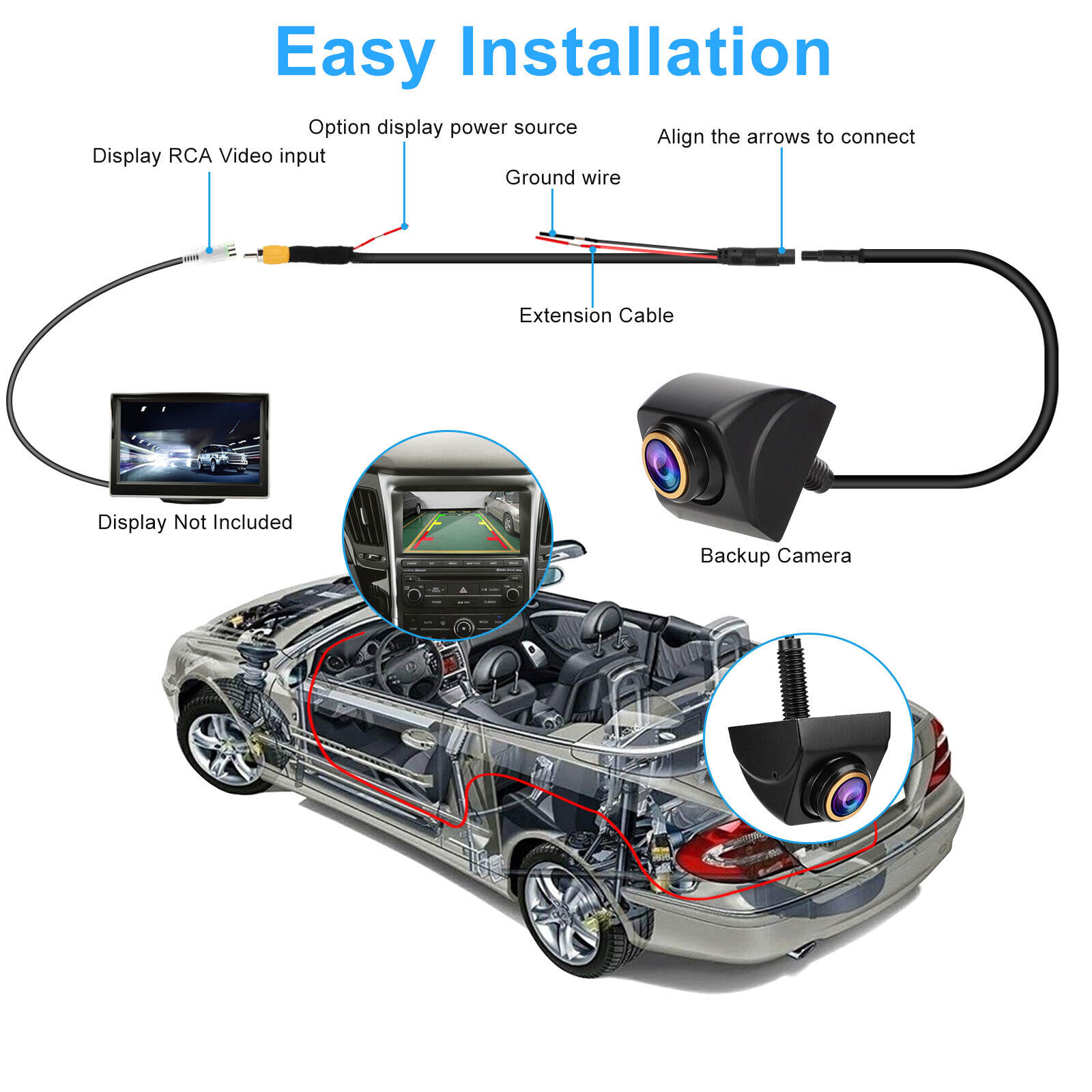 170° Car Rear View Backup Reverse Camera Parking Cam 360° Adjustable Waterproof TheSiliconValley Does Not Apply - фотография #6
