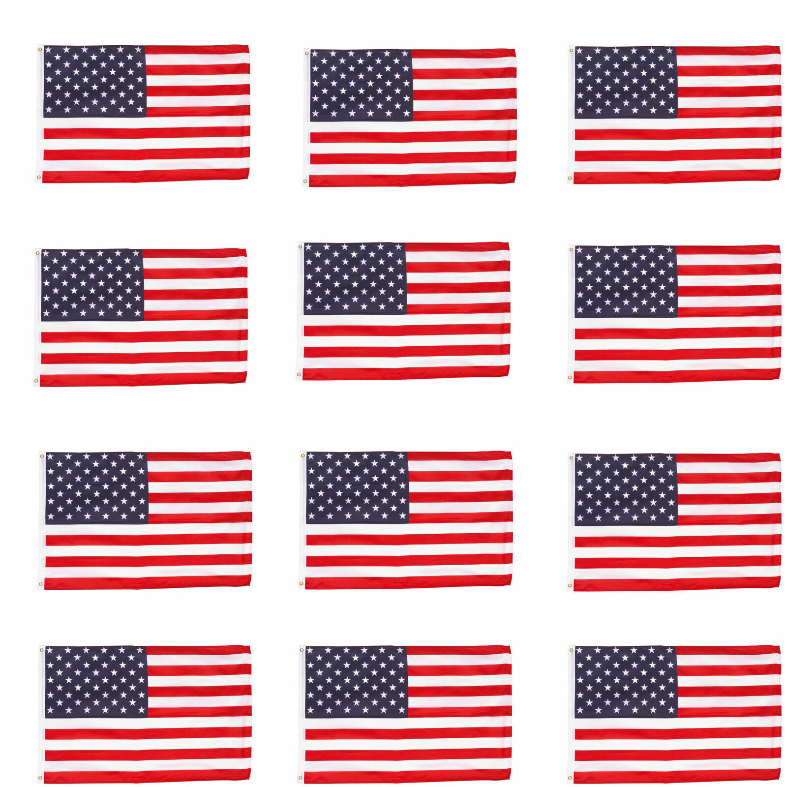 Wholesale lot 12 3' x 5' ft. USA US American Flag Stars Grommets United States Без бренда