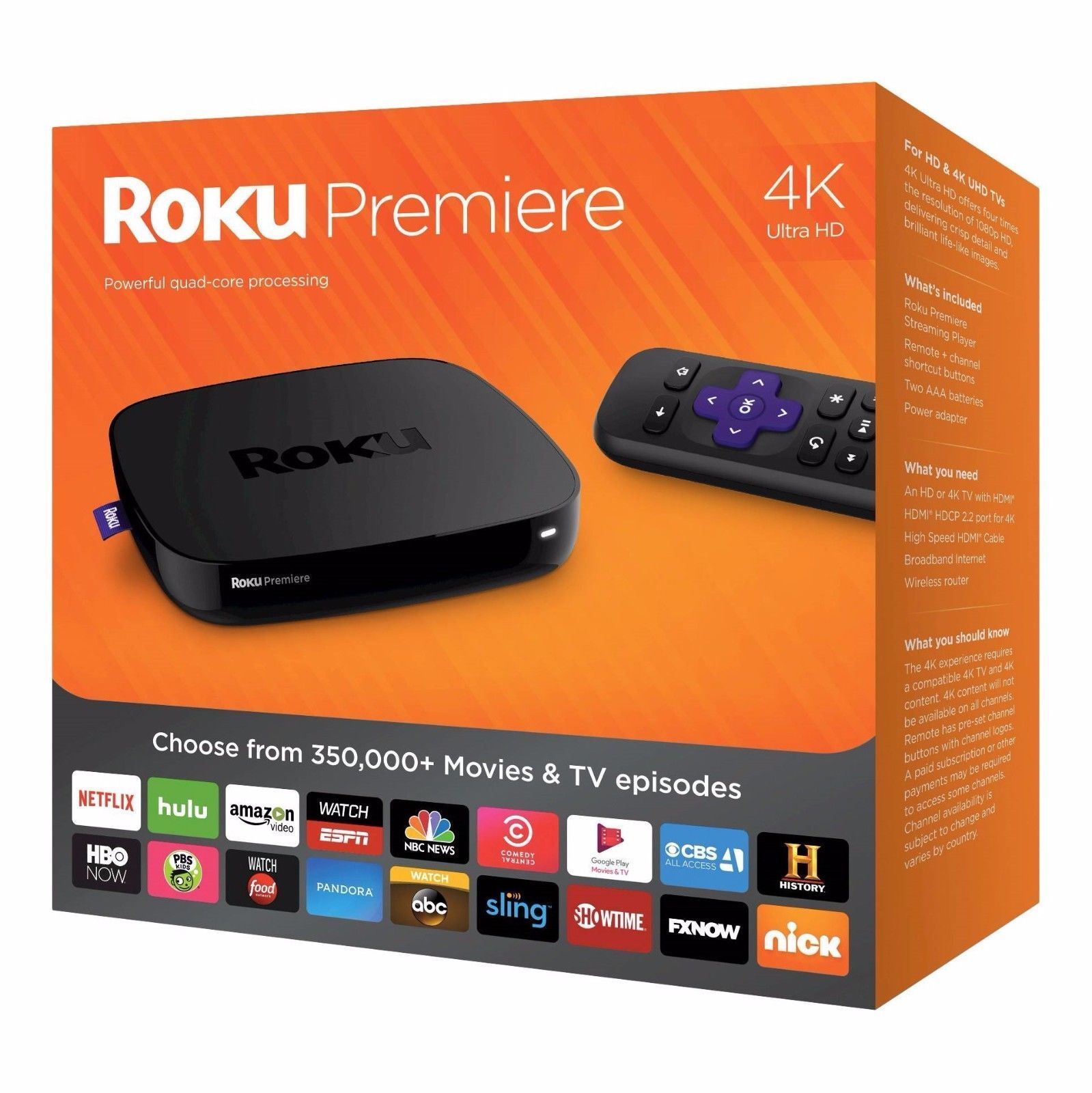  NEW! Roku Premiere 4K Ultra HD Streaming Media Player  (2016 Model) Roku 4620RW