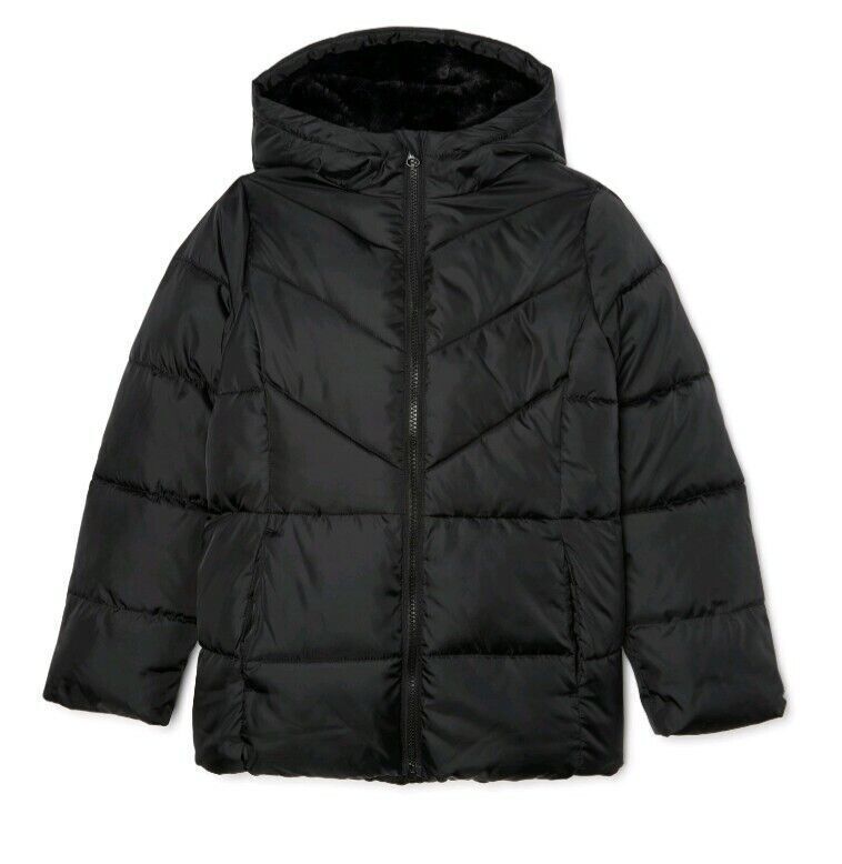 NWT Girls Sizes 6-6X, 7-8 Winter Jacket Bubble Puffer Coat Water Wind Resist FUR Wonder Nation