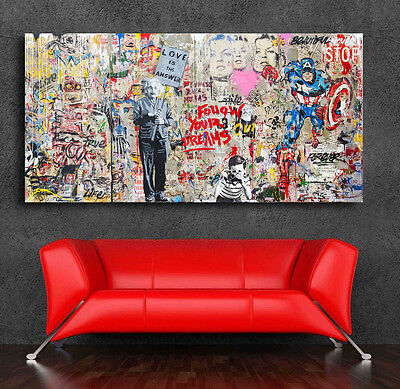 Graffiti art Einstein Mural  42 x 24 Canvas Print Giclee Mr. Brainwash/Banksy  Без бренда