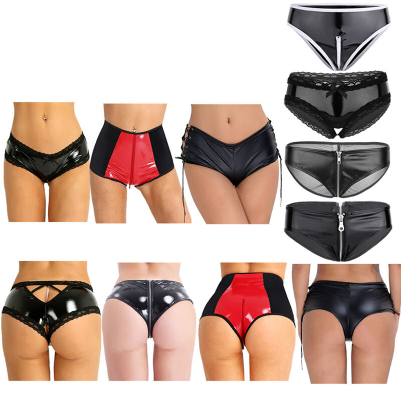 Women's Sexy Wet Look Leather Panties Lingerie Thongs Briefs Knickers Club Wear Unbranded