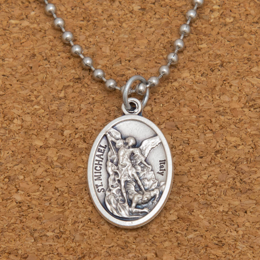 Patron Saint St Michael The Archangel 1" Medal Pendant Necklace 24" Chain Italy Без бренда - фотография #10