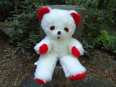  Vintage 21" Haan Crafts RED WHITE TEDDY BEAR plush stuffed animal toy Без бренда