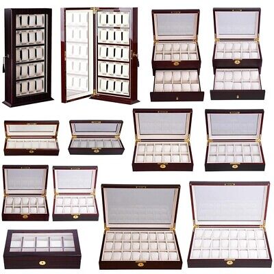 6 10 12 20 24 Watch Display Case Wooden Glass Top Jewelry Storage Organizer Box Apluschoice 20WDW_v - фотография #2