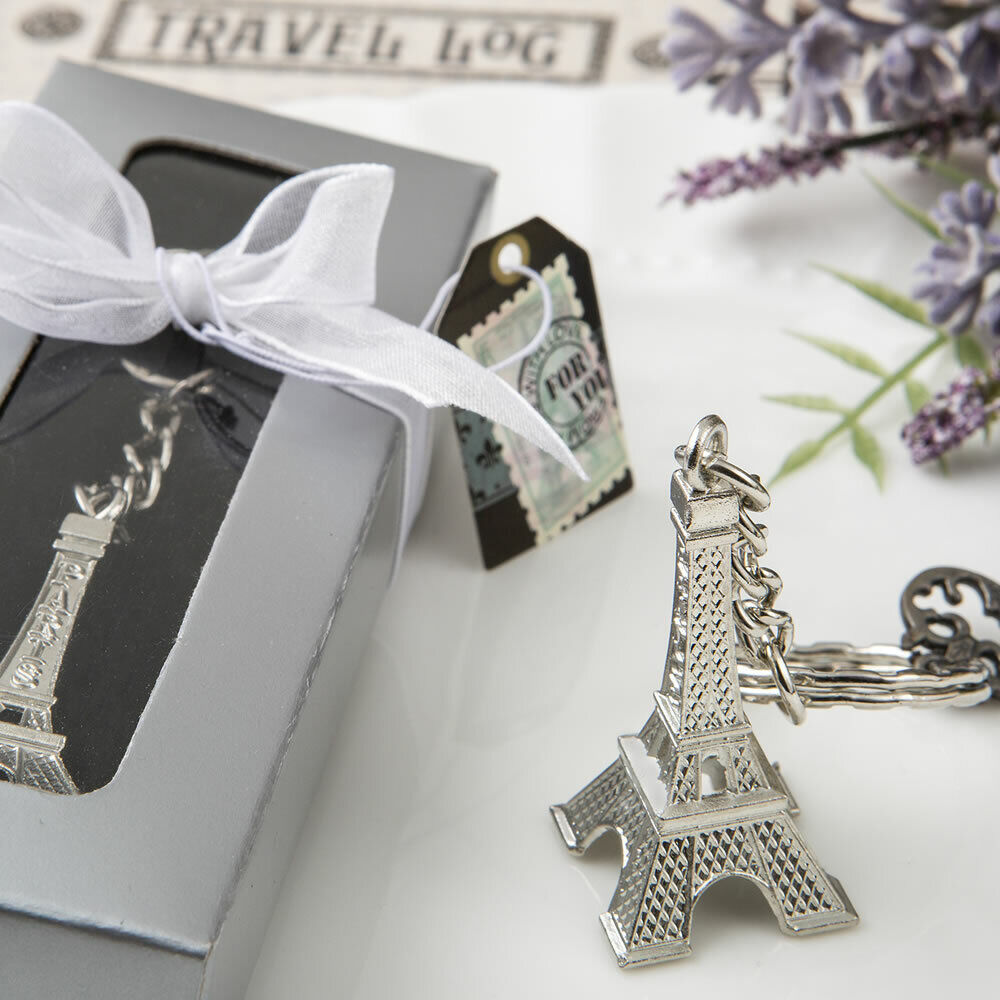 Paris France Eiffel Tower Silver Metal Keychain Key Ring - Set of 3 Без бренда