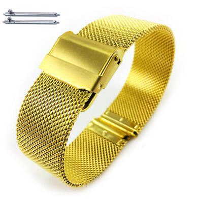 Women's Gold Tone Metal Steel Mesh Watch Band Strap Double Lock Clasp Ladies #27 Unbranded Does Not Apply