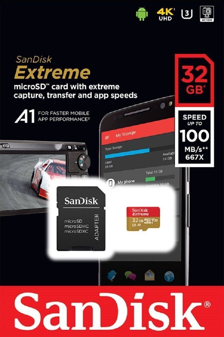 SanDisk 32GB microSD Extreme 100MB/s A1 4K U3 32G SD SDHC microSDHC SDSQXAF-032G SanDisk SDSQXAF-032G-GN6MA