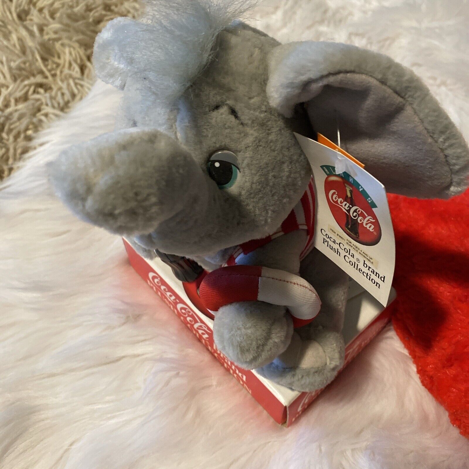 Vintage Coca-Cola Plush Collection Grey Stuffed Elephant 1993 Summer Swim Coca-Cola - фотография #5