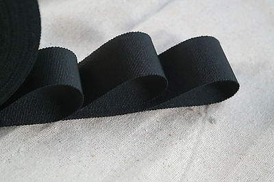 BTY 1 3/8" black vintage silk warp petersham ribbon millinery hat Без бренда
