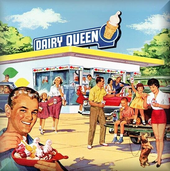 1950s DAIRY QUEEN Restaurant Scene, Refrigerator Magnet, 42 MIL Thickness Без бренда