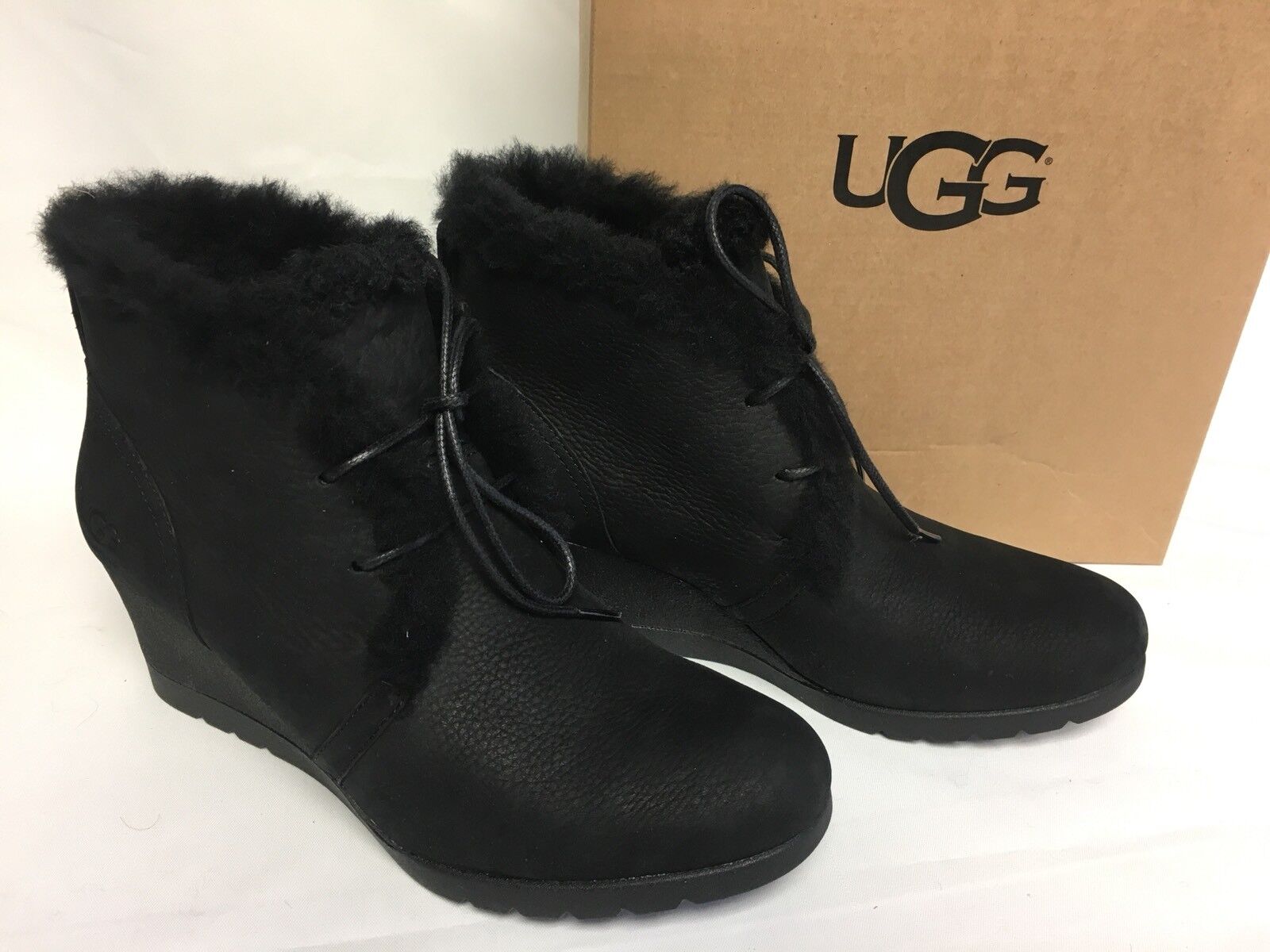 UGG Australia Jeovana Boots Black Suede Waterproof WP 1017421 Wedge Lace Up UGG Australia - фотография #3