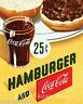 Coca Cola & Hamburger Advertising Poster Drug Store Grill Woolworth’s 1940s-50s Coke