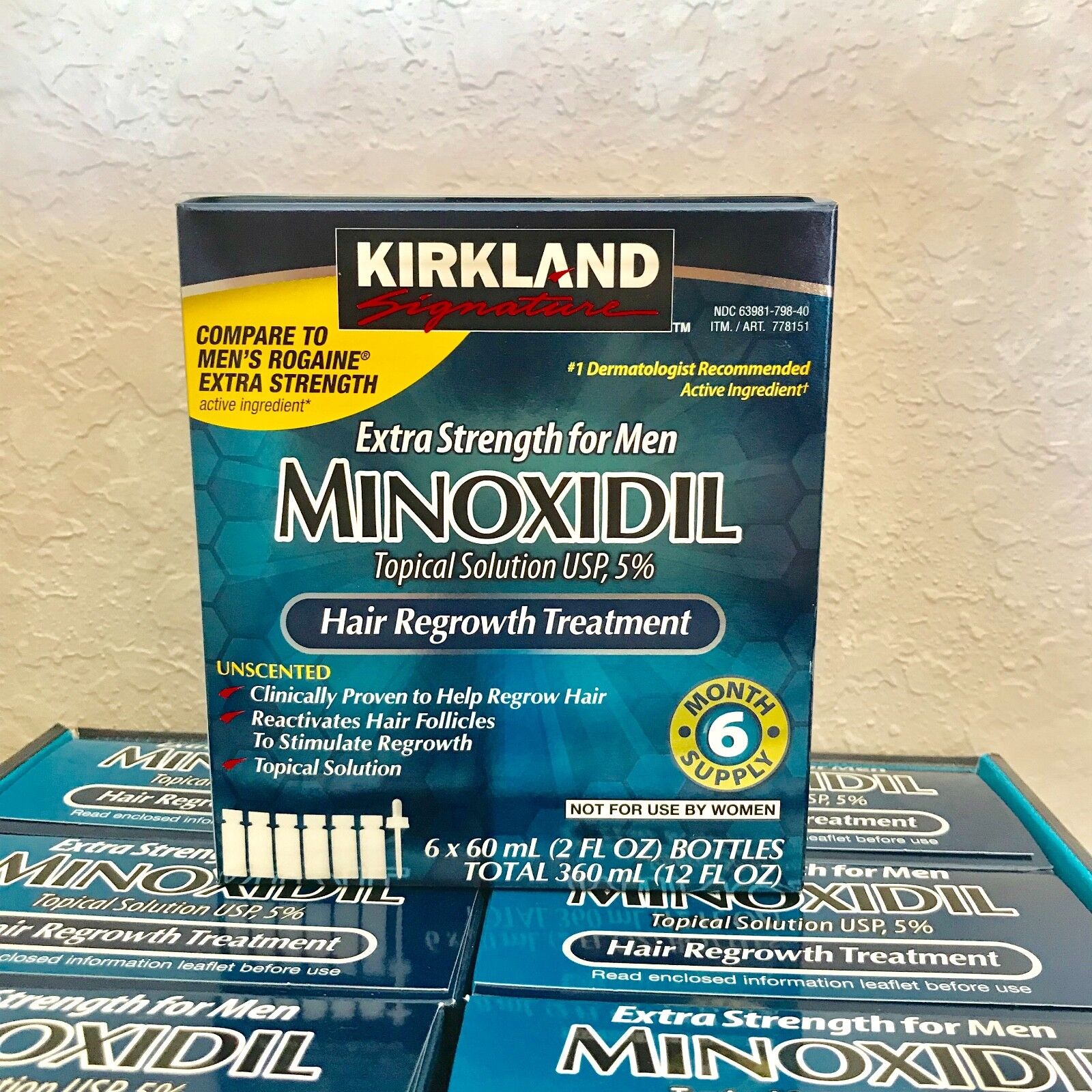 Kirkland Minoxidil 5% Hair Regrowth Solution Extra Strength Men 6 Month Supply  Kirkland Signature C778151