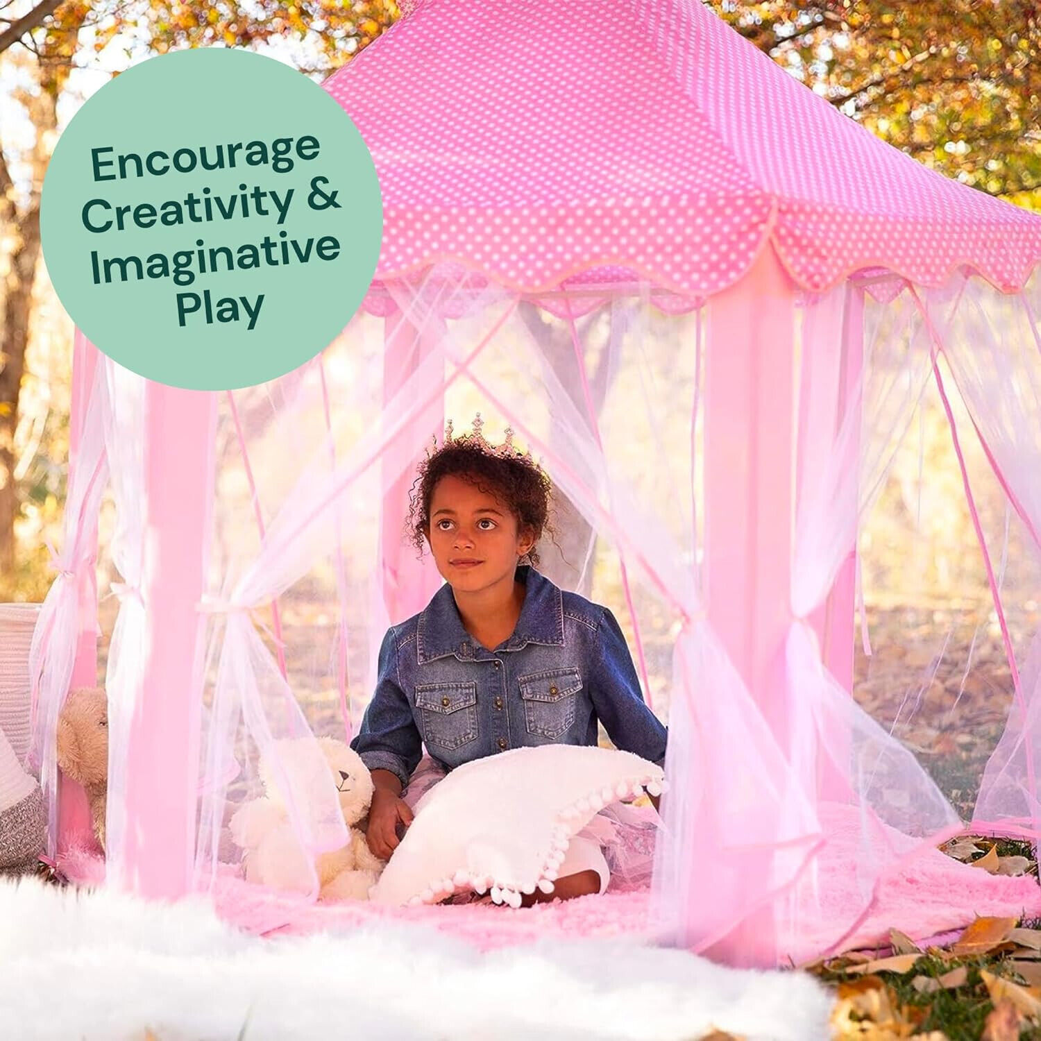 Princess Tent for Kids Tent - 55" X 53" with Led Star Lights | Princess Toys | K playvibe - фотография #4