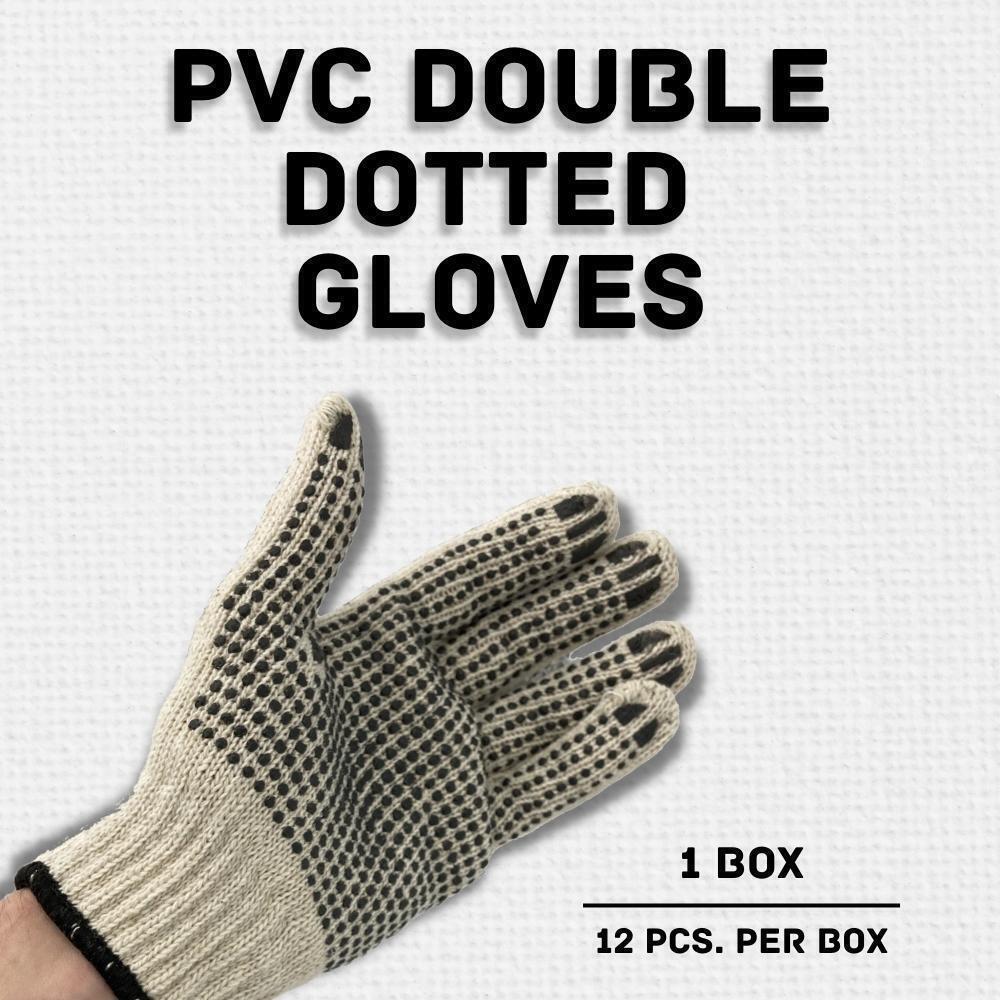 Large 12 Pairs - Tan, Black Double Dot PVC Gloves Knitted Cotton, PVC PackagingSuppliesByMail Does not apply - фотография #2