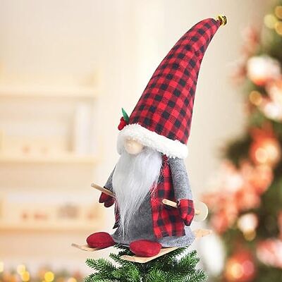 Christmas Tree Topper,Gnome Christmas Decoration,Buffalo Plaid Tree Red Does not apply Does Not Apply