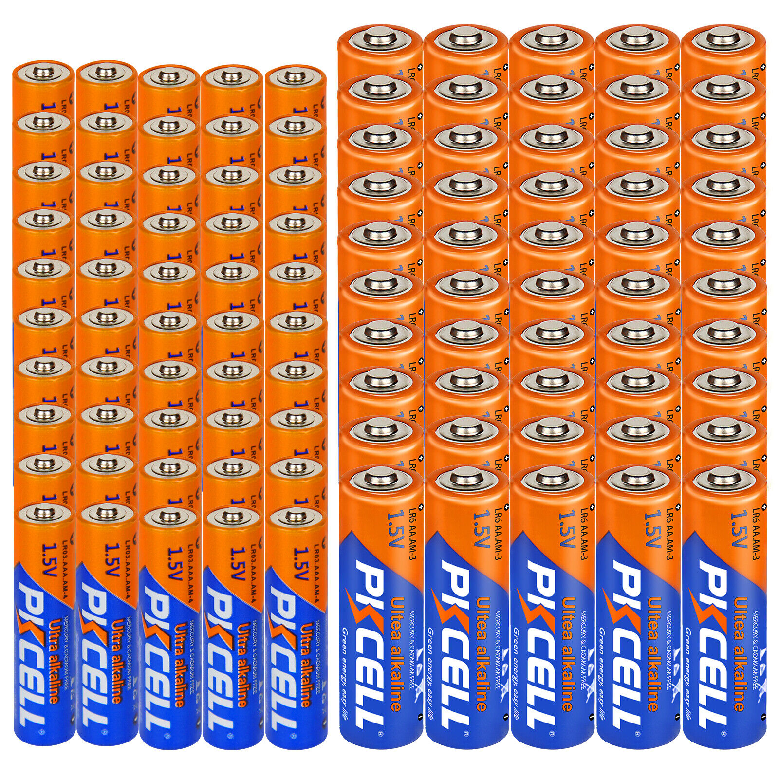 50x AA & 50x AAA Alkaline AA/AAA Batteries 1.5V LR6 MN1500 LR03 MN2400 for Light PKCELL Does Not Apply