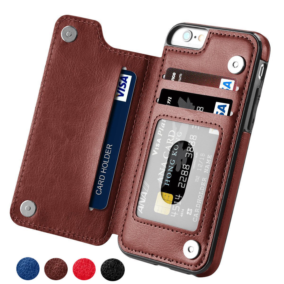 For iPhone X XS Max 8/7 Samsung S9+ Note 9 Leather Wallet Card Slot Flip Case Dooqi Does Not Apply