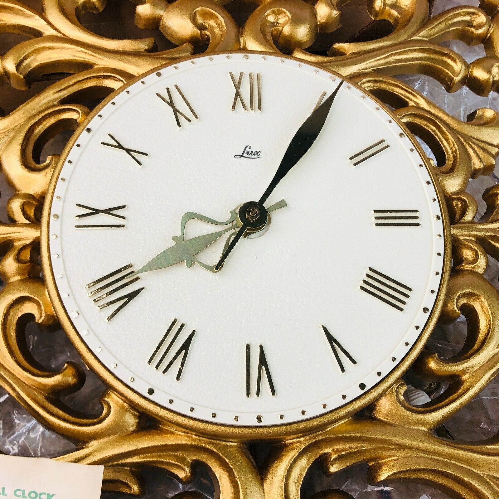 vtg robershaw lux clock gold filigree hollywood regency wall clock new old stock Без бренда - фотография #7