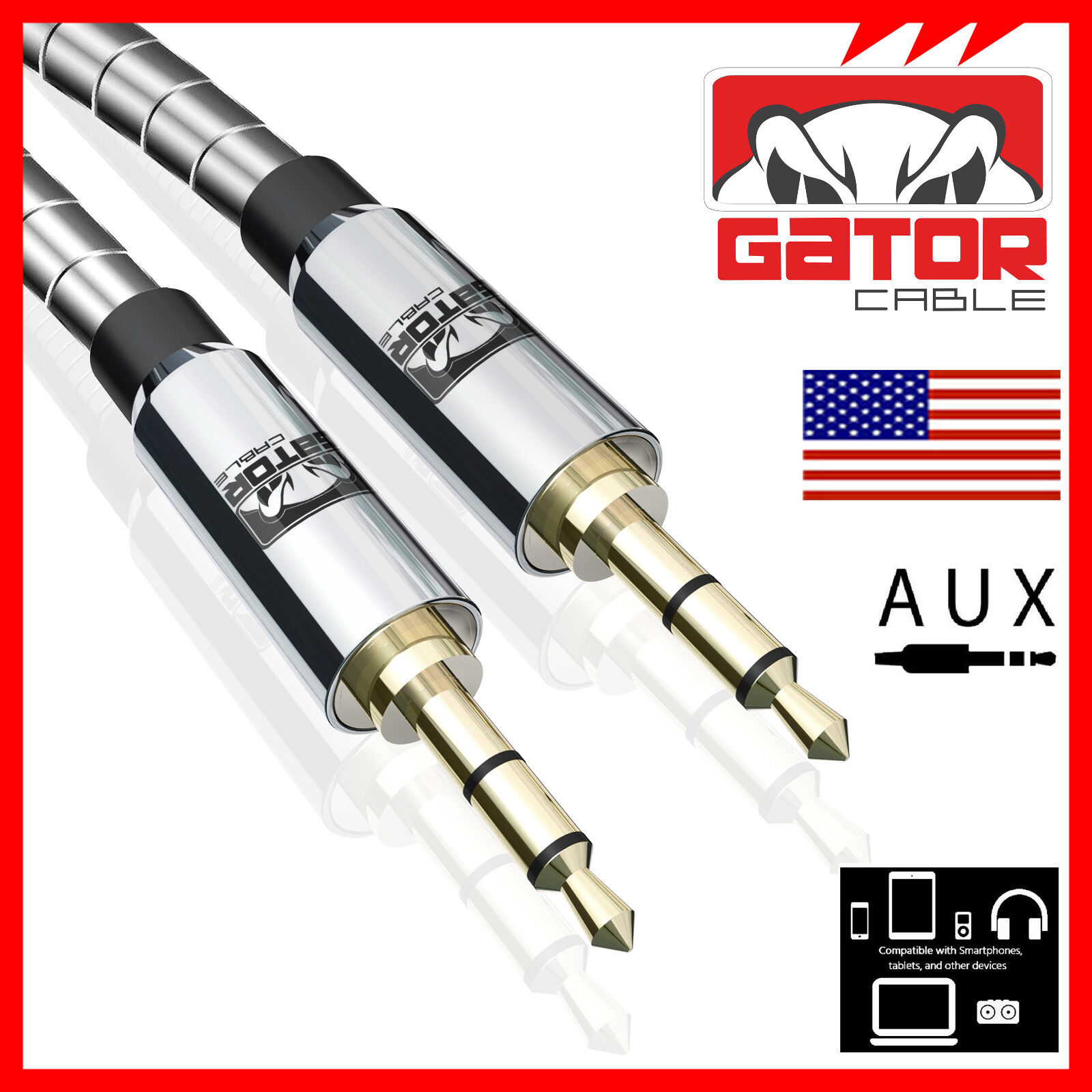AUX 3.5mm Audio Cable Cord Male to Male For Phone iPhone Samsung LG Earphones Gator Cable AUX-3.5mm-Male-to-Male - фотография #7