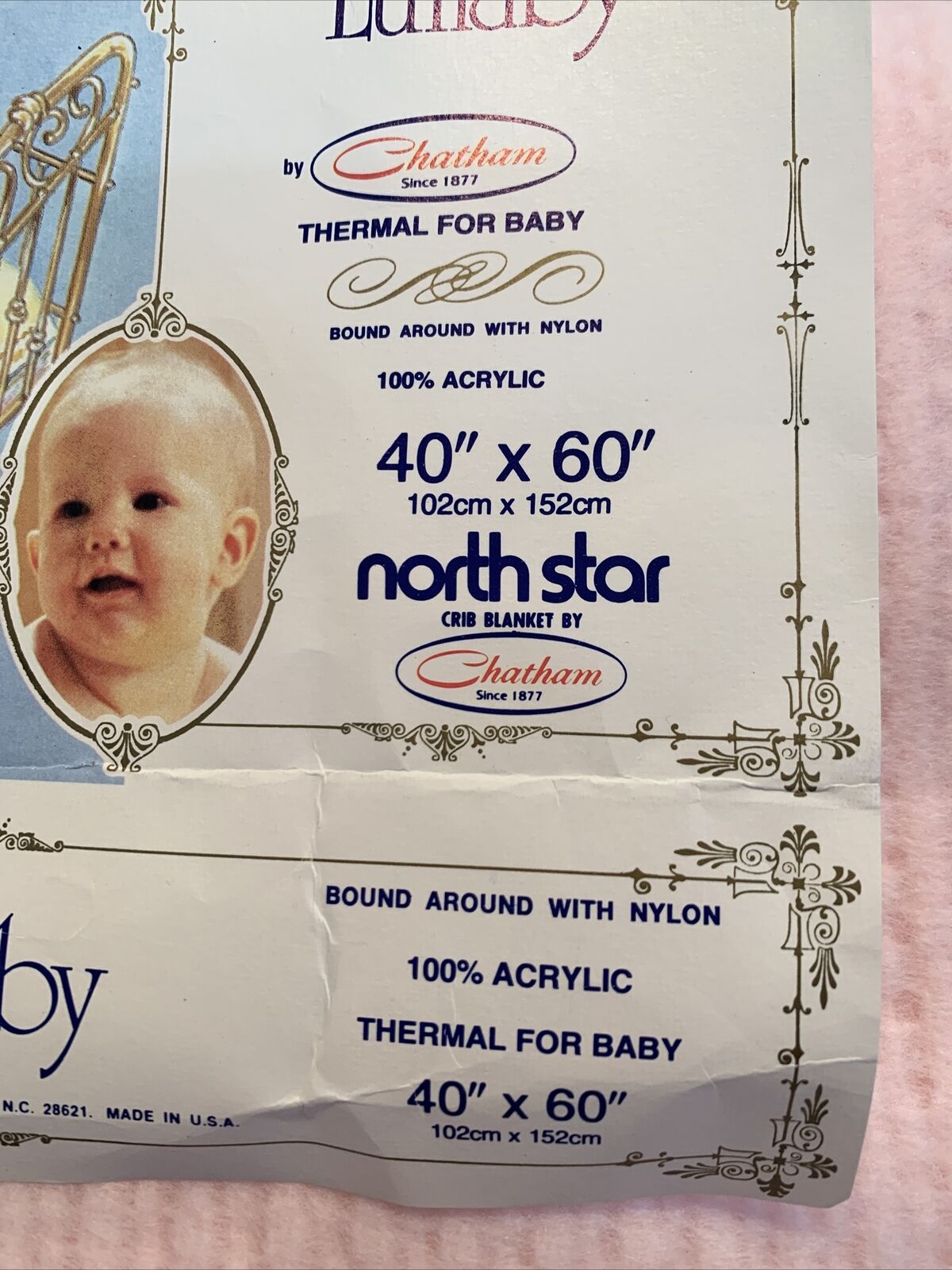 Chatham North Star Lullaby Thermal 100% Acrylic White Baby Crib Blanket Vintage Chatham - фотография #3