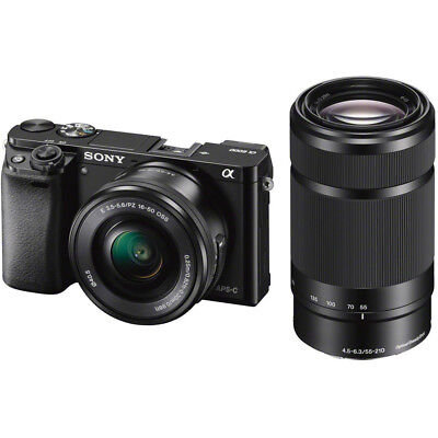 Sony Alpha a6000 Mirrorless Camera w/ 16-50mm & 55-210mm Power Zoom Lenses Sony ILCE6000Y/B
