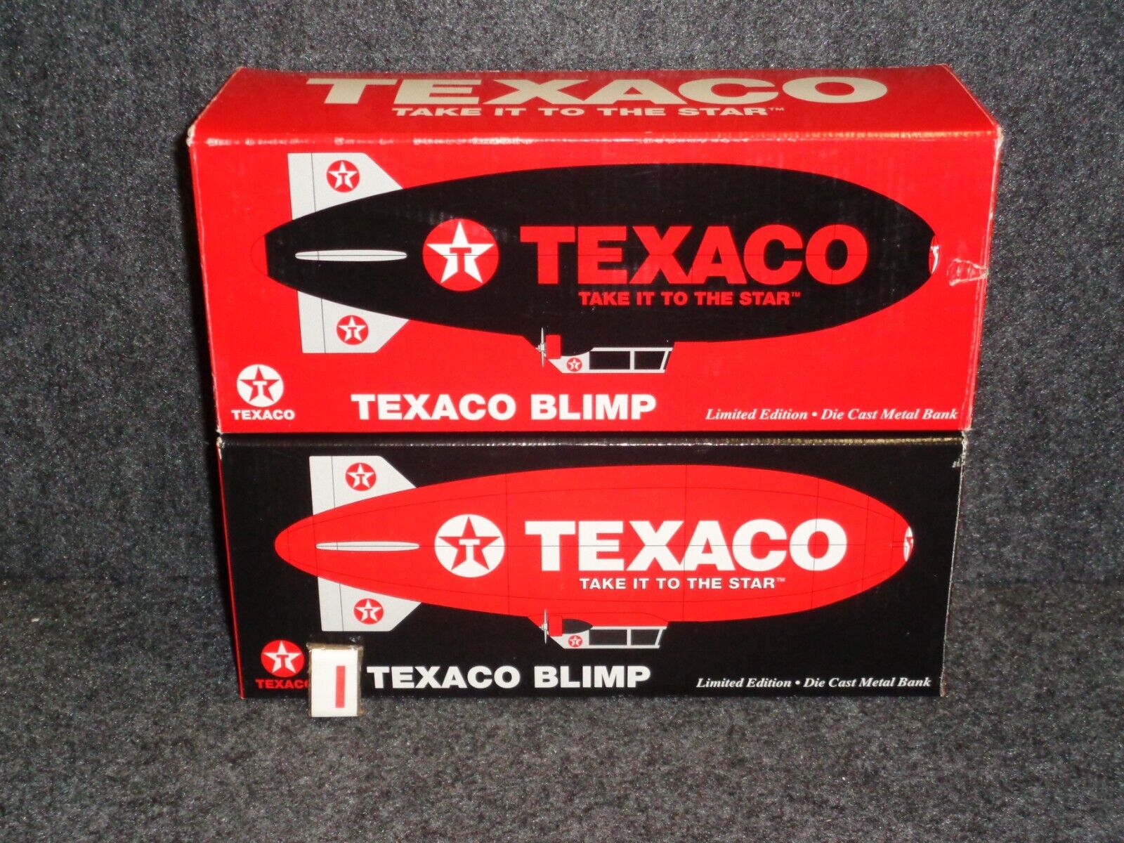 TEXACO BLIMP SET Diecast Coin Bank's Red & Black SpecCast AIRSHIP Texaco