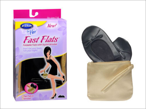 Dr Scholls FAST FLATS Foldable Ballet Flats & Gold Wristlet Bag NEW ALL SIZES Dr. Scholl's