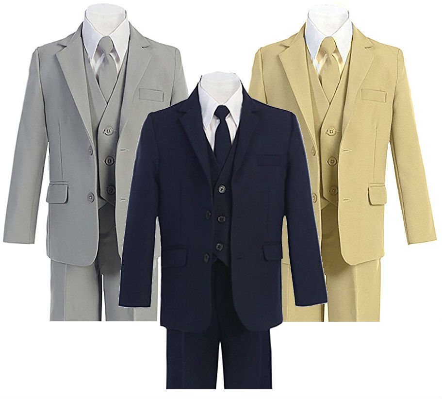 Formal Big Boys Suit Slim Cut 5 Ps Set Jacket Pants Vest Dress Shirt Tie 2t -20  P&S