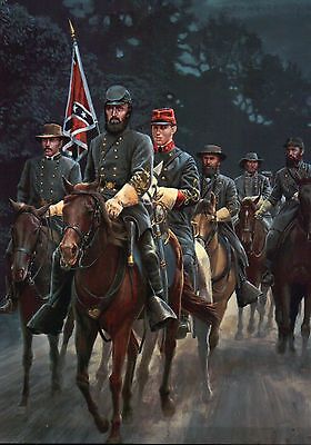 Stonewall Jackson and Staff, On Horseback, Horse --- Military Civil War Postcard Без бренда