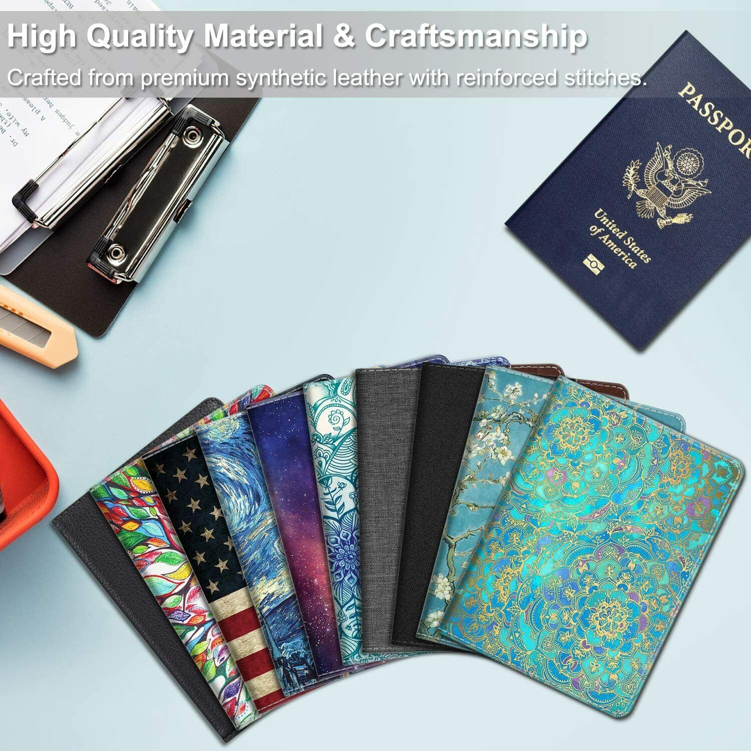 Travel Passport Holder Wallet Holder RFID Blocking Vegan Leather Card Case Cover Fintie - фотография #6