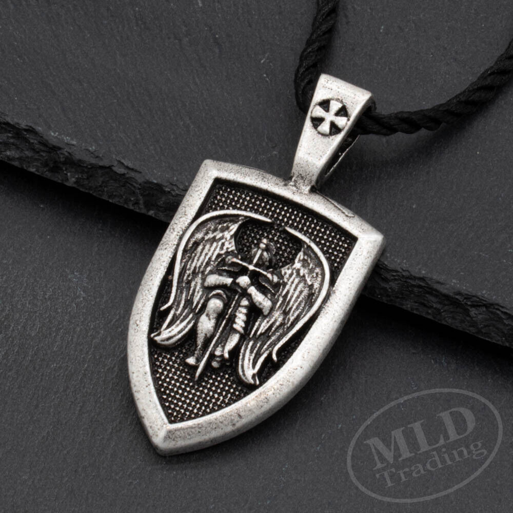 Patron Saint St Michael The Archangel Protect Us Medal Shield Pendant Necklace Без бренда