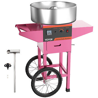 Electric Commercial Cotton Candy Machine Sugar Floss Maker Pink W/ Cart Stand VEVOR GC543006