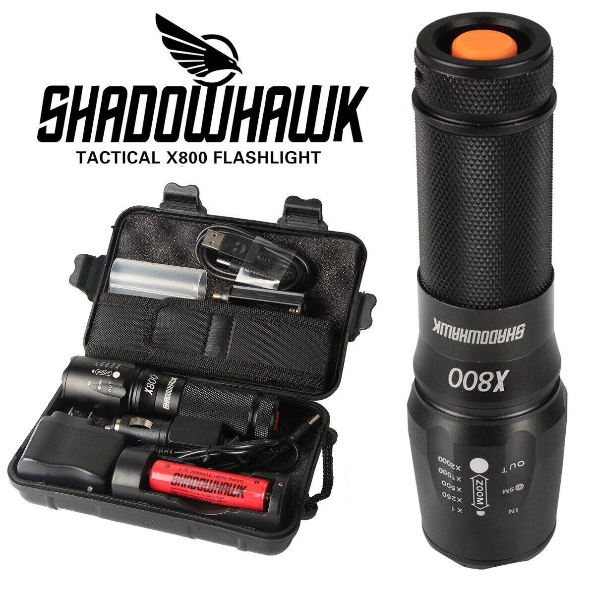 Flashlights LED High Lumens Rechargeable Shadowhawk 10000 Lumens Super Bright SHADOWHAWK X800
