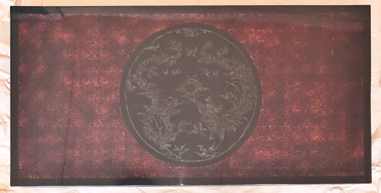 Rare Antique Chinese Lacquered Coffee Table with Dragon and Phoenix Design Unbranded
