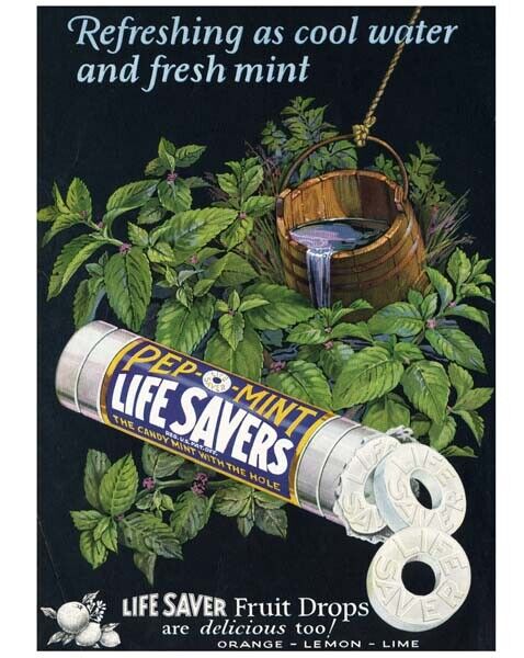 LIFE SAVERS PEP-O-MINT great high quality vintage ad from 1927 -- va022 Без бренда