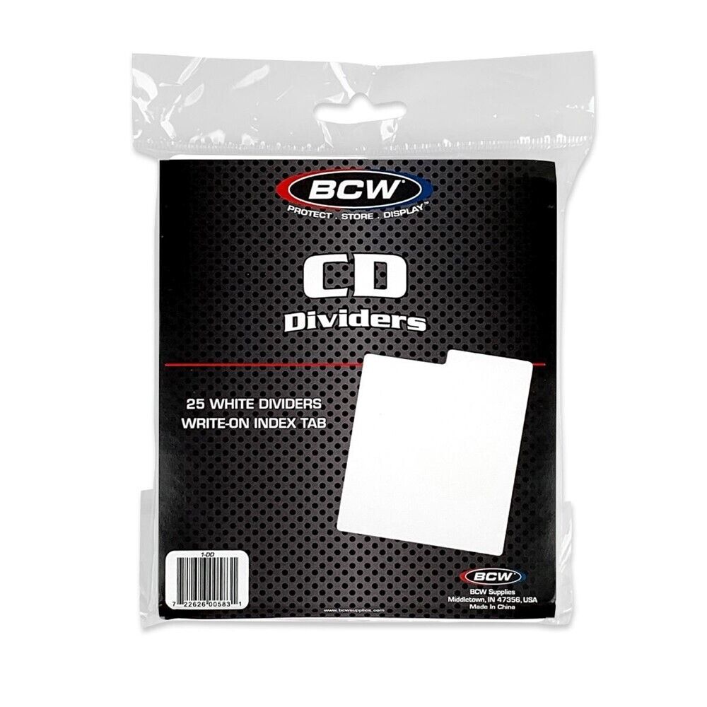 Pack of 25 BCW White Plastic Tabbed Compact Disc CD / DVD / Blu Ray Dividers BCW 1-DD