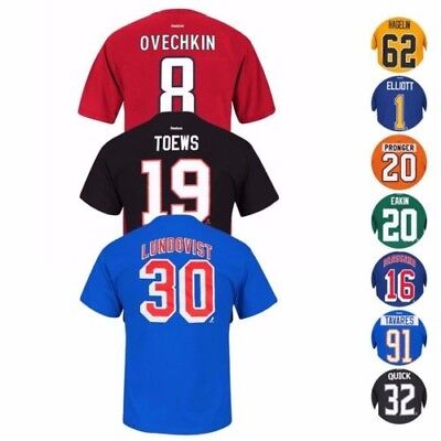 NHL Team Player Name & Number Jersey T-Shirt Collection by REEBOK - Men's Reebok
