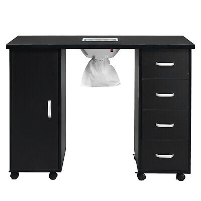 Black Nail Table with Fan and 4 Drawers for Manicures - Single Door Unbranded