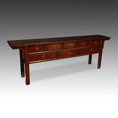 ANTIQUE CHINESE QING CONSOLE CABINET TABLE RED LACQUER FURNITURE CHINA 19TH C.  Без бренда - фотография #3
