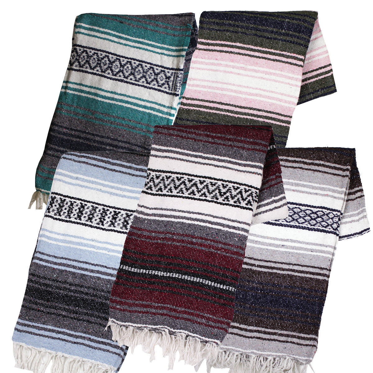 Two (2) Falsa Blankets - Authentic Mexican 74” x 50” Random colors Без бренда