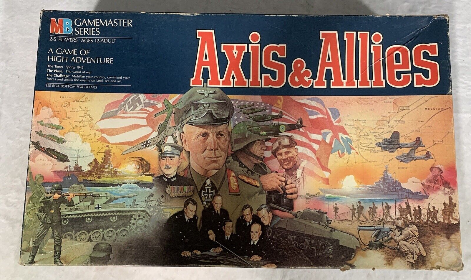 1984 Axis and Allies Game by Milton Bradley Unpunched Complete Open Box Milton Bradley 4423