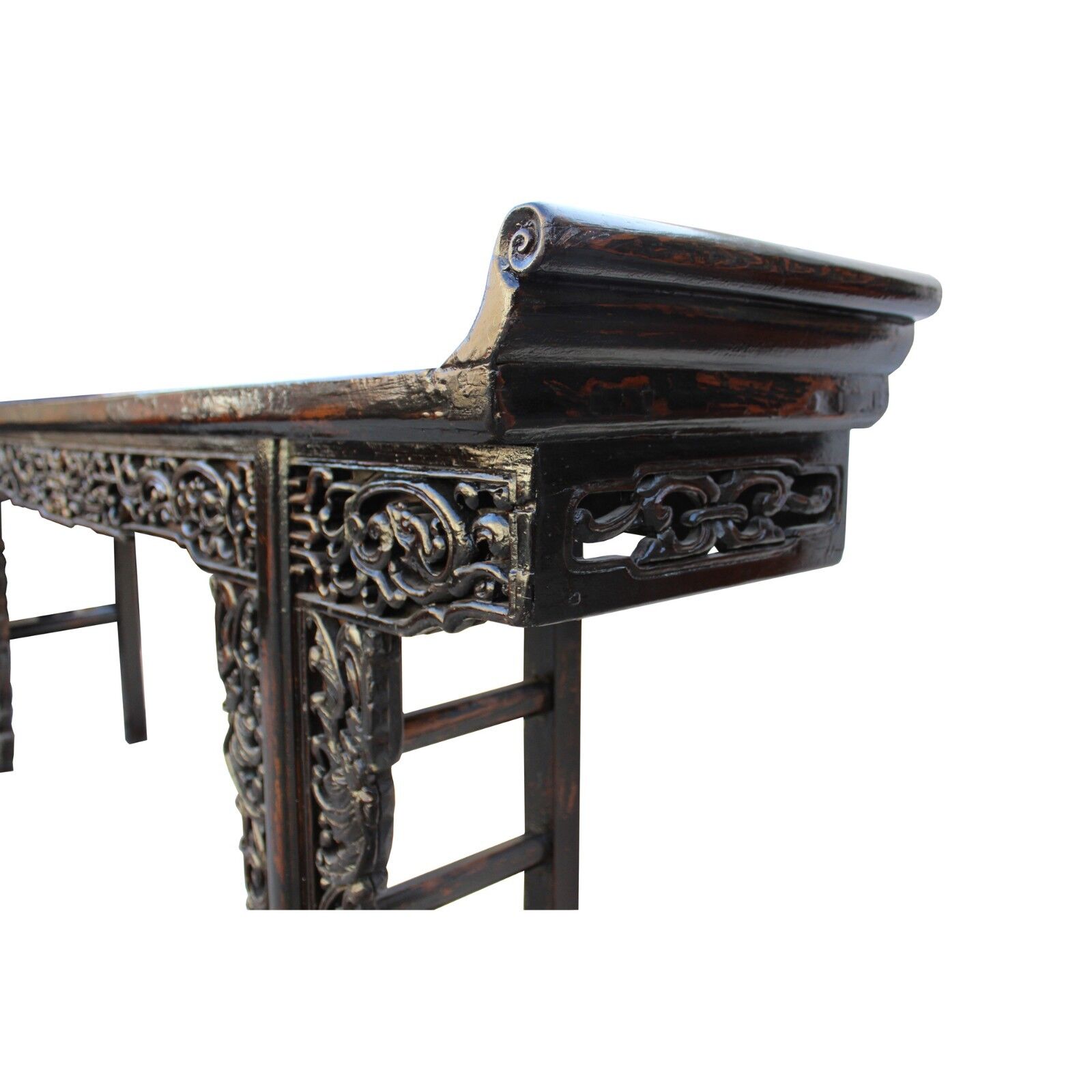 Chinese Vintage Dark Brown Dragon Carving Long Altar Console Table cs4567 Handmade Does Not Apply - фотография #7