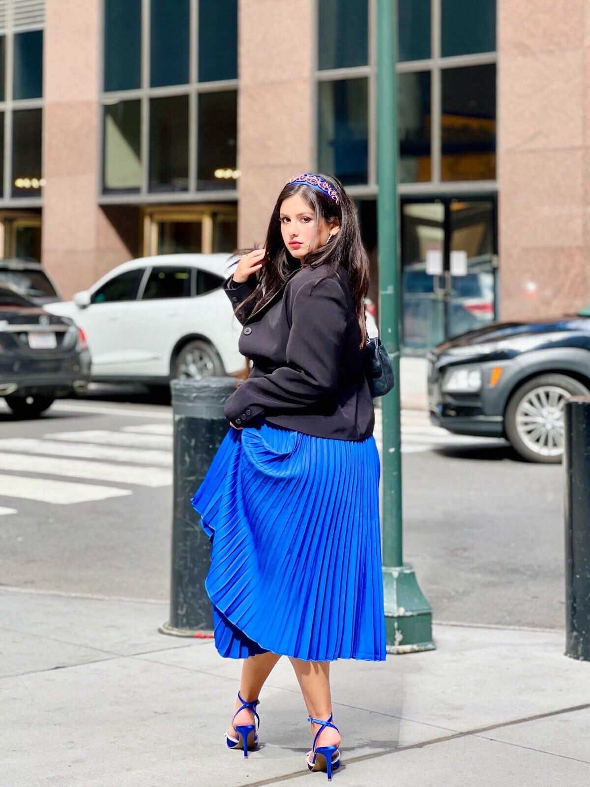 Luxurious Pleated midi satin blue skirt for Women elegant skirt - Brand new Unbranded - фотография #10