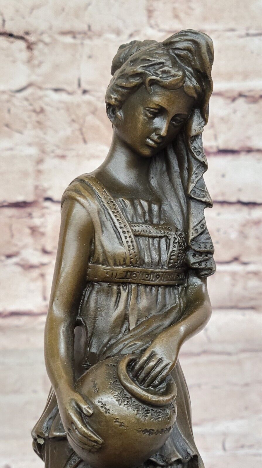 Signed Original Beautiful Maiden Semi Nude Bust Bronze Sculpture Marble Gift Без бренда - фотография #7