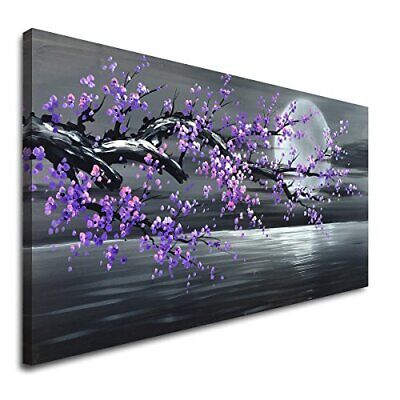 Purple Flower Painting on Canvas Black and White Seascape Wall Art 48"W x 24"H Does not apply Does Not Apply - фотография #3