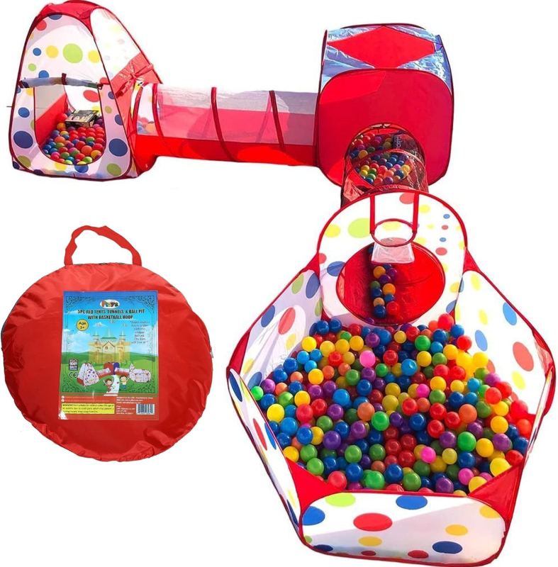 5-Piece Kids Play Tents Crawl Tunnels and Ball Pit Popup Bounce Playhouse Tent w Does not apply