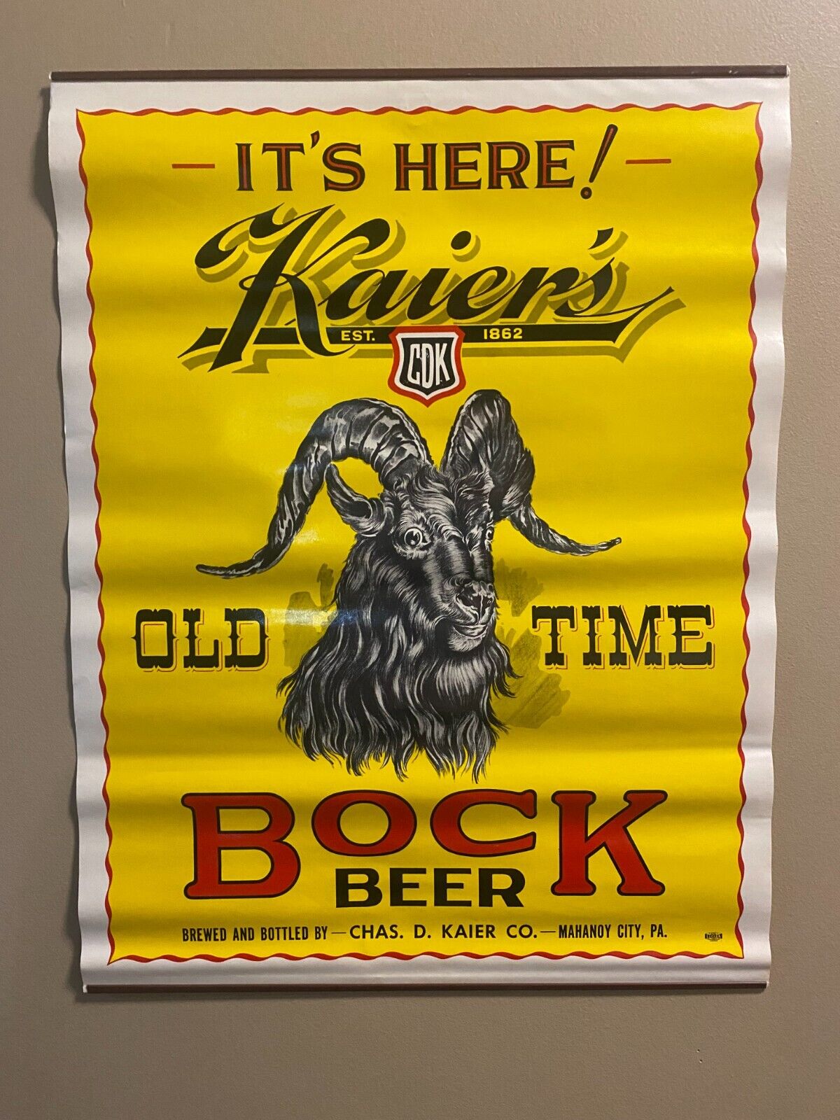Kaier's Old Time Bock Beer- Vintage Poster KAIER'S
